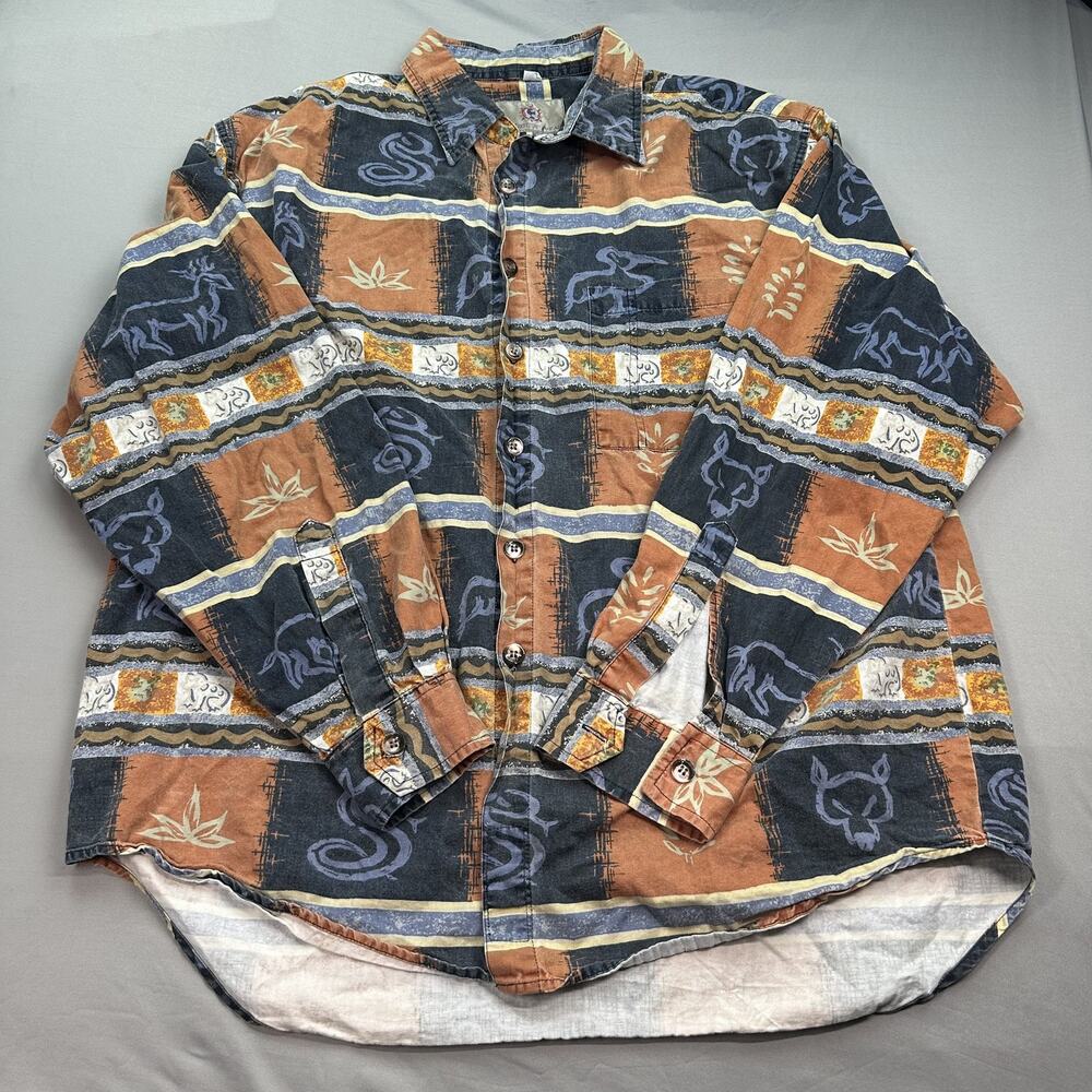 Vintage The Territory Ahead Shirt Mens XL Aztec Animal AOP 90s Nature